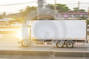 White trucks for refrigerators, fast road transport
