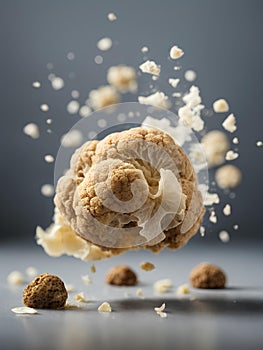 White truffle, Tuber magnatum, highly prized edible fungus, cinematic advertising photography