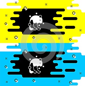 White Tsunami icon isolated on black background. Flood disaster. Stormy weather by seaside, ocean or sea wave or tsunami