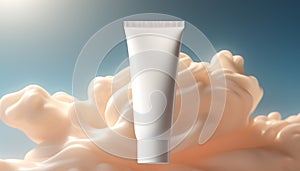 White tube beauty cream mockup. Cosmetic packaging mock-up. Skincare tube template. Beauty product presentation. Front view. Body