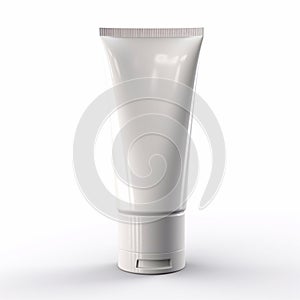 White tube for a cosmetic product isolated on a white background. Generative AI