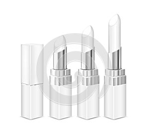 White tubes with white lipstick. Vector mock up set
