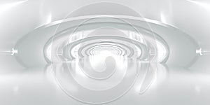 White tunnel with light at end 3d render illustration