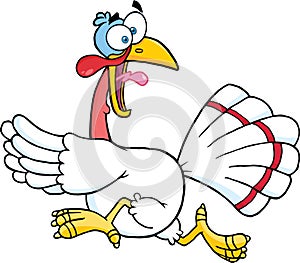 White Turkey Escape Cartoon Character