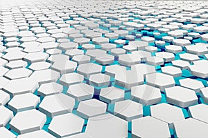 white and turquoise hexagon background