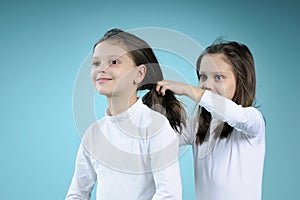 White twins sisters weaving hair