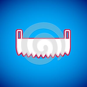 White Two-handed saw icon isolated on blue background. Vector
