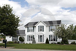 White two-story home