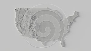 White U.S. Map of Minimal Digitized Mosaic, 3d rendering photo