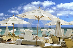 White umbrella beach