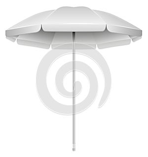 White umbrella. Realistic sunshade mockup. Blank parasol