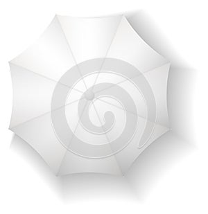 White umbrella top view. Blank realistic mockup