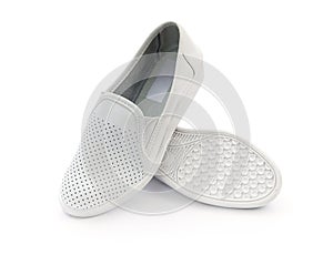 White unisex leather shoes photo