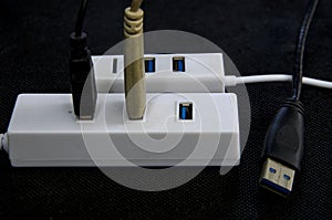 Universal serial bus conector hub and cable photo