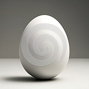 White unpainted plain egg on light grey background with empty space behind