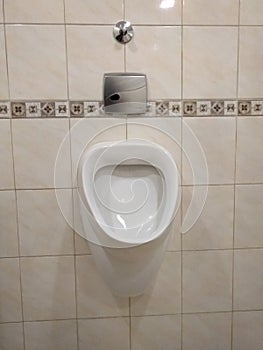 White urinal, pissoir on wall