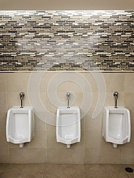 White Urinals in Men`s Room