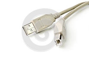 White usb cable over white