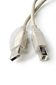 White usb cable over white