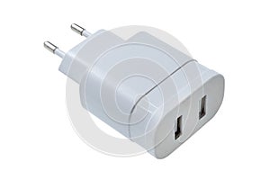 White usb charger plug