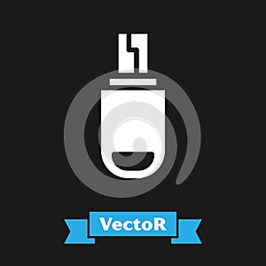 White USB flash drive icon isolated on black background. Vector Illustration