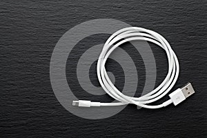 White USB mobile charging cable