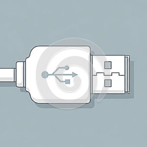 White USB Type-A connector on a light gray background. The connector features a
