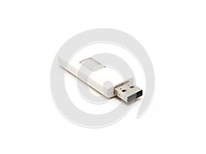 White usb on white background