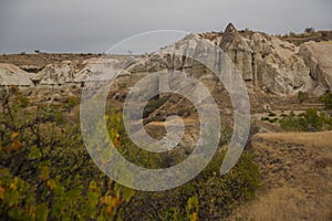 White valley, Cappadocia, gorge Baydere, Turkey: Extraordinary landscape with mountains and rocks in autumn