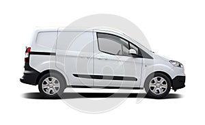 White van Ford Transit Courier isolated on white photo