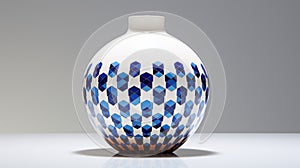 White Vase With Blue Designs - Modern Cubist Faceting photo