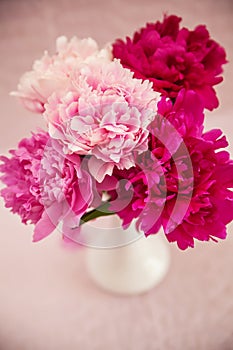 White vase with peonies