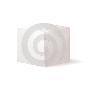 White vector cube. Isolated on white background. Realistic Cube with perspective.,3d vector illustration.