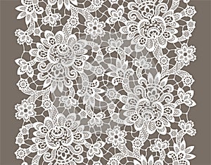 White Vector Lace. Seamless Pattern.