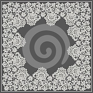 White Vector Lace. Square Frame.