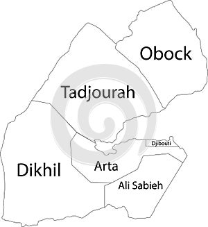 White map of the Republic of Djibouti