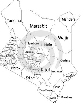 White map of Kenya