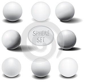 White vector sphere whith shadows. 3D Set.