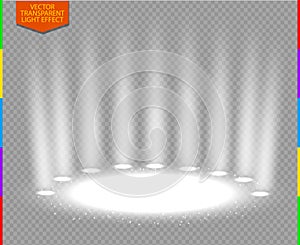 White vector spotlight scene light effect (transparency in additional format only)