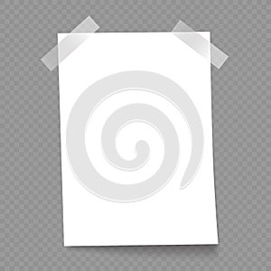white vertical paper template with sticky tape