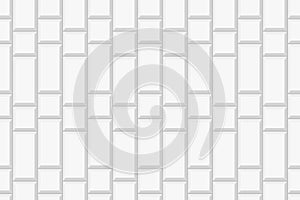White vertical rectangle and square tile background. Ceramic or brick wall seamless pattern. Kitchen backsplash or