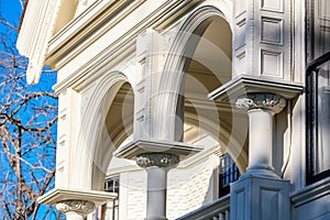 White Victorian house detail.