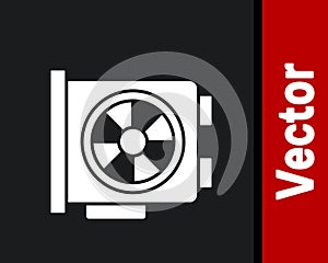 White Video graphic card icon isolated on black background. Vector