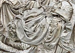 White vintage crumpled fabric drape