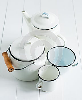 White vintage kitchenware