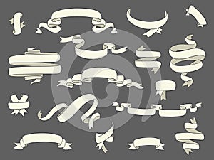 White vintage ribbon banners old classic set retro design elemen