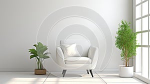 white vintage Sofa in white room style monimal photo