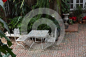 White vintage table and chairs