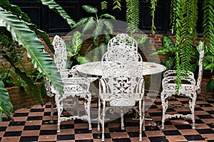 White vintage table and chairs