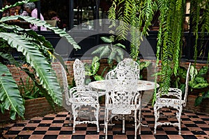 White vintage table and chairs